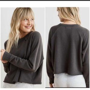 aerie sunday soft cropped distressed pullover